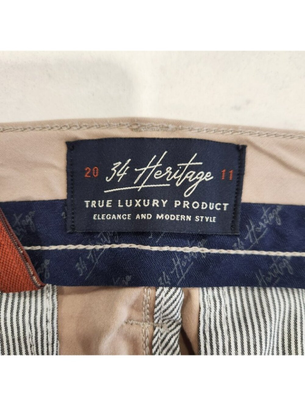 VTG 34 Heritage Verona Mid Rise Slim Leg Pants Mens Tag 31x34 Fits 32x27 Beige - Picture 6 of 14